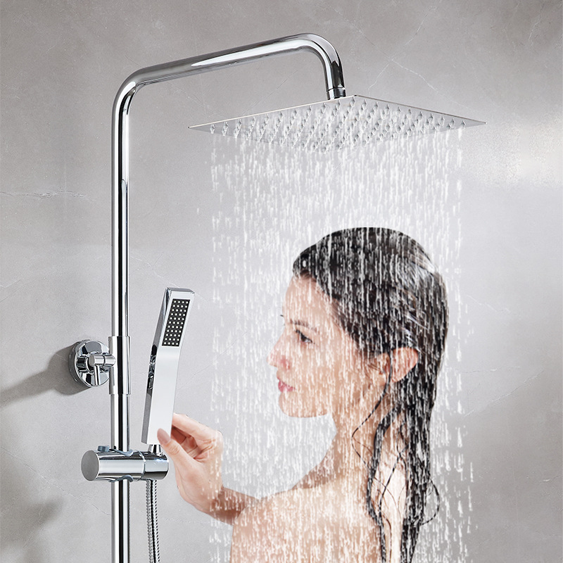 Ducha galvanizada de acero inoxidable con un botón de bloqueo térmico baño ducha de ducha de ducha de presión de baño de temperatura constante