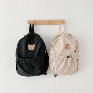 ins Korean style multi-functional waterproof mummy bag bear head embroidered backpack large capacity parent-child backpack