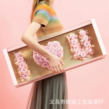 新款长方形透明亚克力ILOVEYOU爱你情人节告白永生香皂花头礼物盒