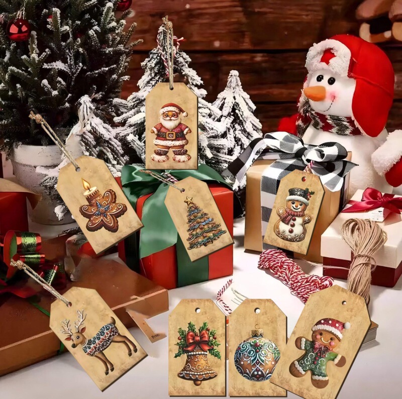 クロスボーダークリスマスシリーズギフトタグサンタクロース雪だるまテーマ装飾クリエイティブギフト木製ペンダント|undefined