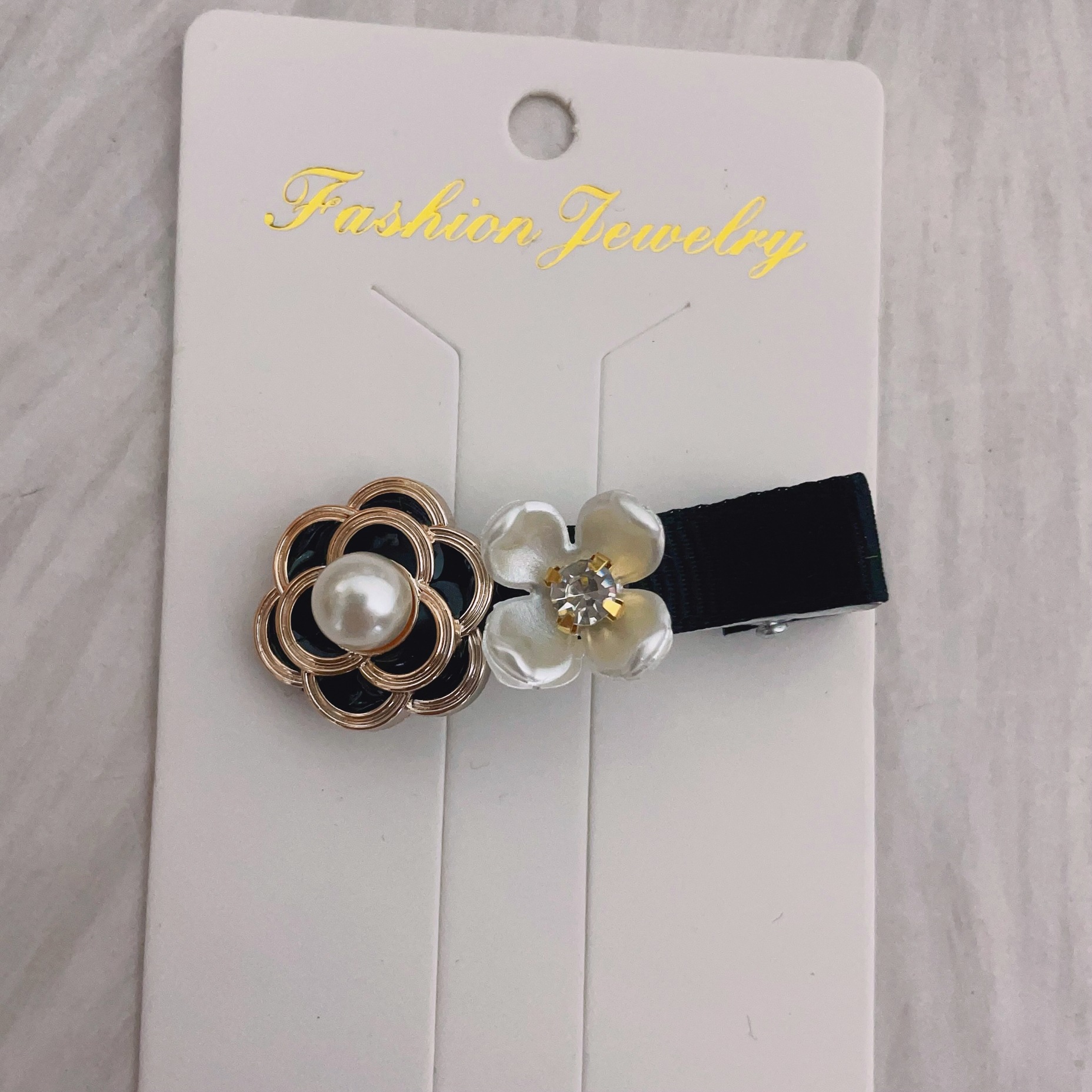 햅번 스타일 천으로 감싼 덕빌 클립 [종이 카드 없음]