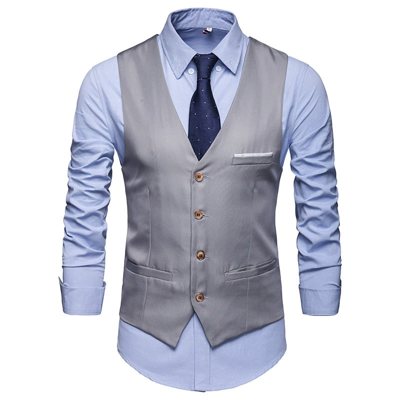 Мужской жилет для отдыха, комплект, черный классический костюм, slim fit, корейский стиль