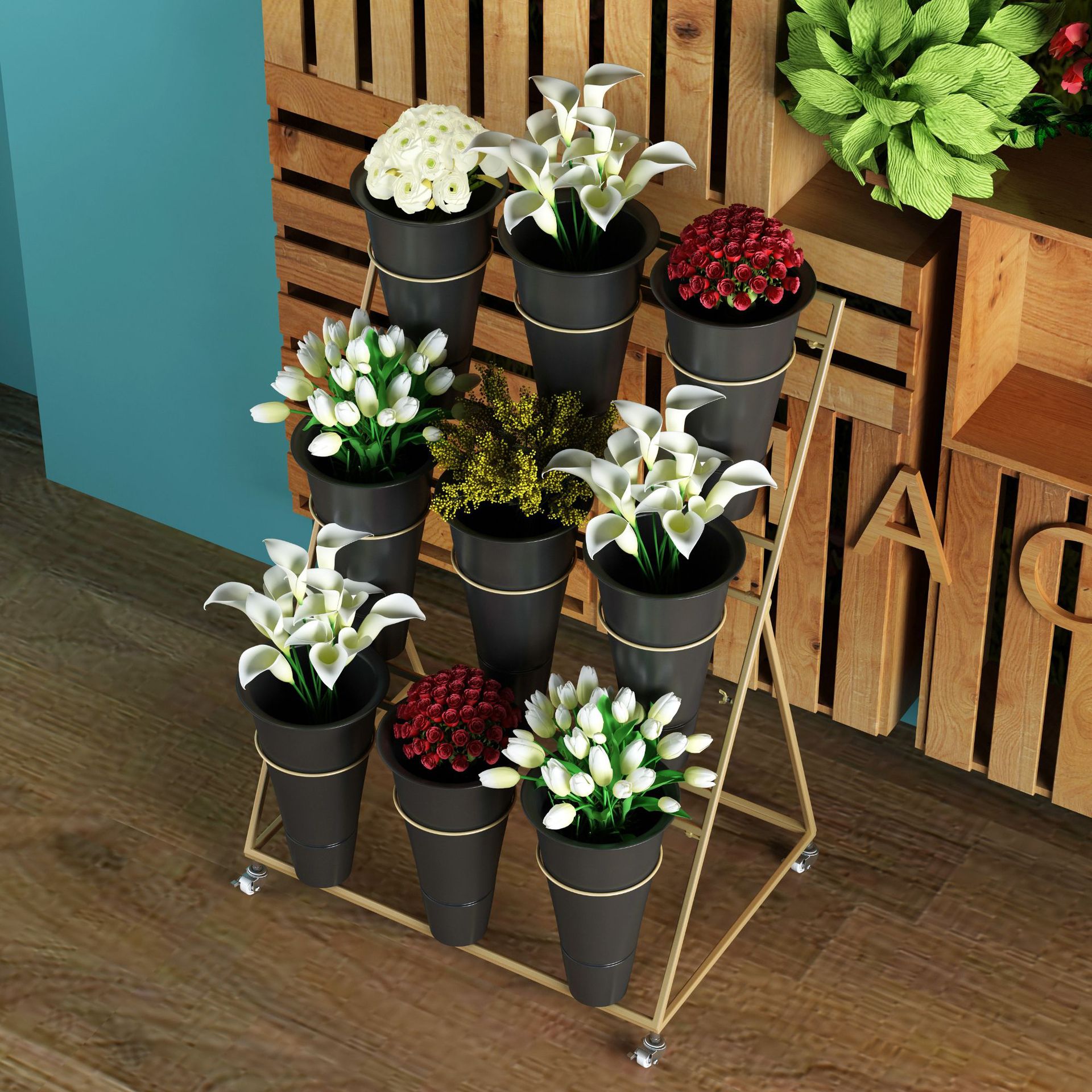 Soporte de flores de hierro forjado para decoración