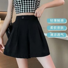 西装短裤女高腰夏季薄款2025新款冰丝阔腿裤夏款宽松显瘦休闲热裤