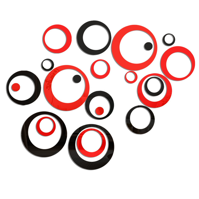 24 Pieces 3D Acrylic Mirror Round Living Room Bedroom TV Background Circle Home Wall Stickers_voghion.com