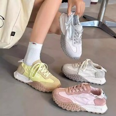 缎面休闲厚底薄款德训鞋女2025夏季新爆款增高百搭软底透气阿甘鞋