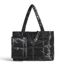 冬季爆款绗缝菱格羽绒包柔软云朵托特包填充夹棉单肩子母手提包女