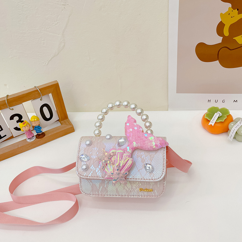 Bolsos para niños nuevos bolsos de perlas princesa niñas lindos bolsos de hombro de encaje arco cambio mochila