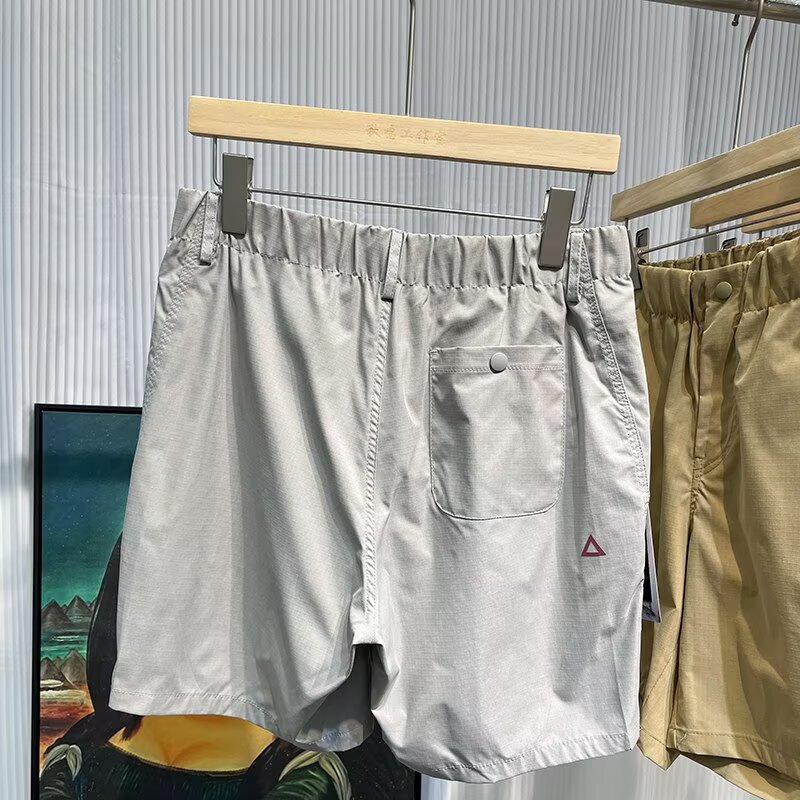 Triangle Logo Quick-Dry Waterproof Hiking Shorts for Men, Summer Outdoor Mountaineering Pants, American-Style Functional Workwear Sports Pants