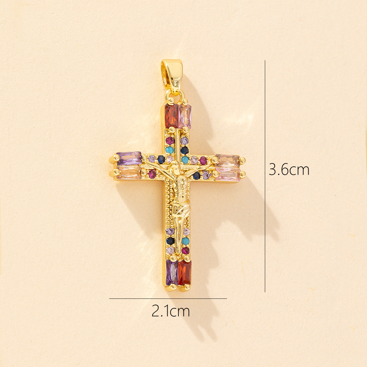1 Piece Copper Zircon Cross Pendant display picture 1