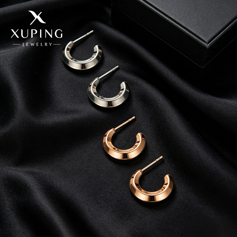 Xuping joyería aleación de cobre simple moda personalidad pendientes de aretes geométricos transfronterizos redondos fríos aretes de viento