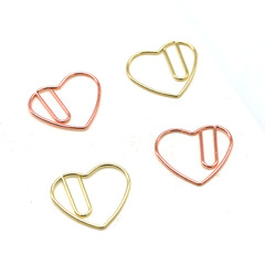Creative Rose Gold Cute Clip Manufacturer Wholesale Heart Bookmark Irregular Metal Office Style