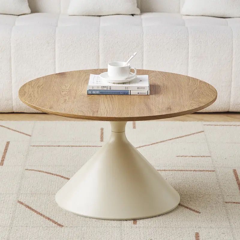 Mesa de té de madera sólida de viento de crema minimalista sala de estar doméstica pequeña casa moderna simple alta sensación redonda mesas de borde móviles