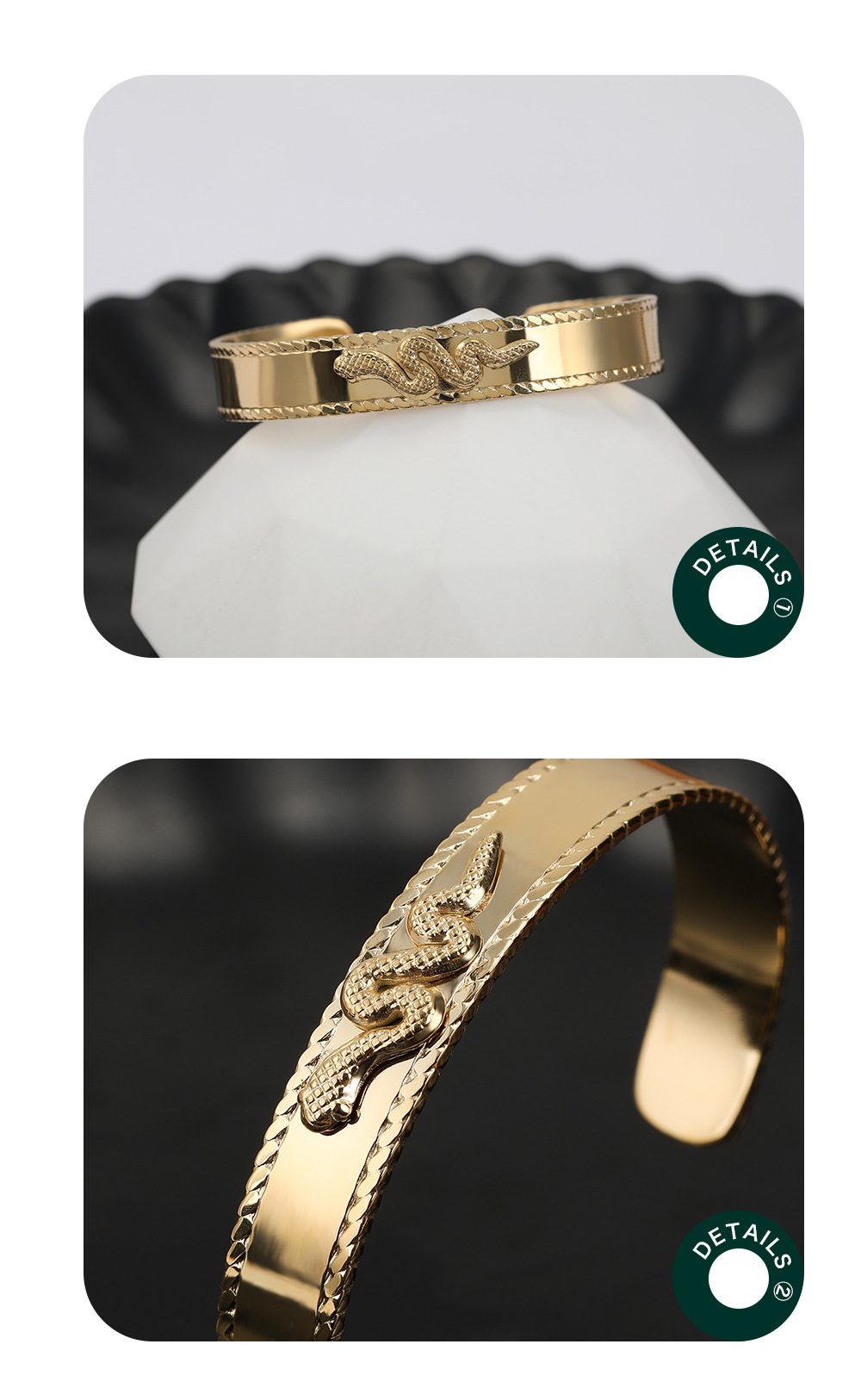 Snake Pattern Women'S Gender Vacuum Plating Real Gold Plated Snake 304 Stainless Steel Fashion Waterproof Non Tarnish Bangle