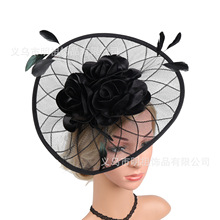 亚马逊热销欧美风羽毛花朵头饰新娘复古网纱花朵头饰