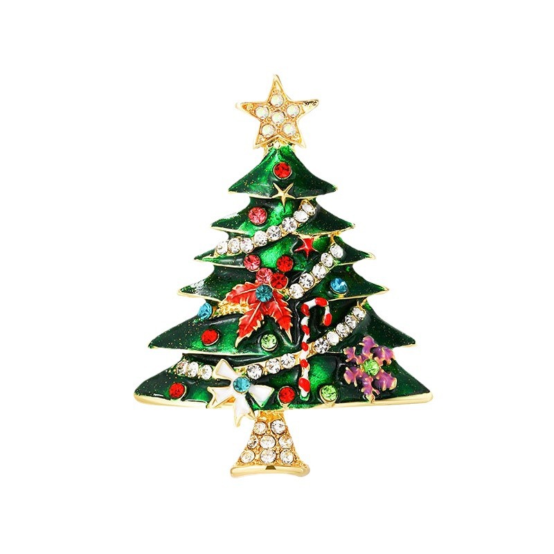 Europa y los Estados Unidos Navidad transfronteriza venta caliente diamante broche de árbol de Navidad personalidad chaqueta broche de flores accesorios de ropa regalo