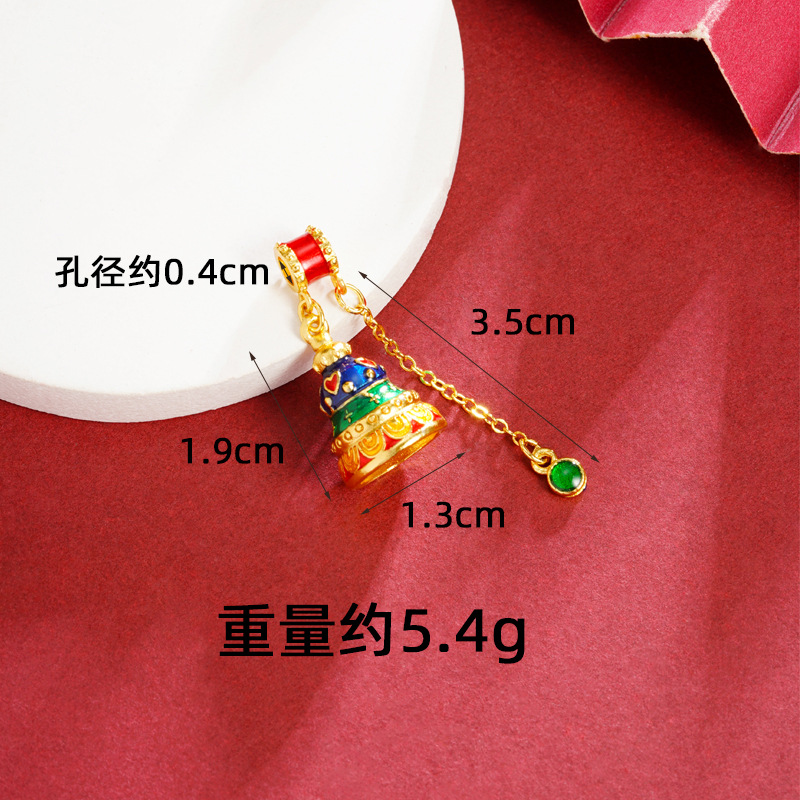 Collar de oro de arena antigua vietnamita, sentido de diseño, esmalte de color, campana, colgante de borla, joyería retro femenina que no se desvanece durante mucho tiempo