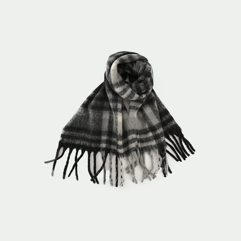 Retro fauler Wind warme Farbe klassischer karierter Kaschmir-Imitat-Schal Damen Winter weich warm plus Latzschal_voghion.com