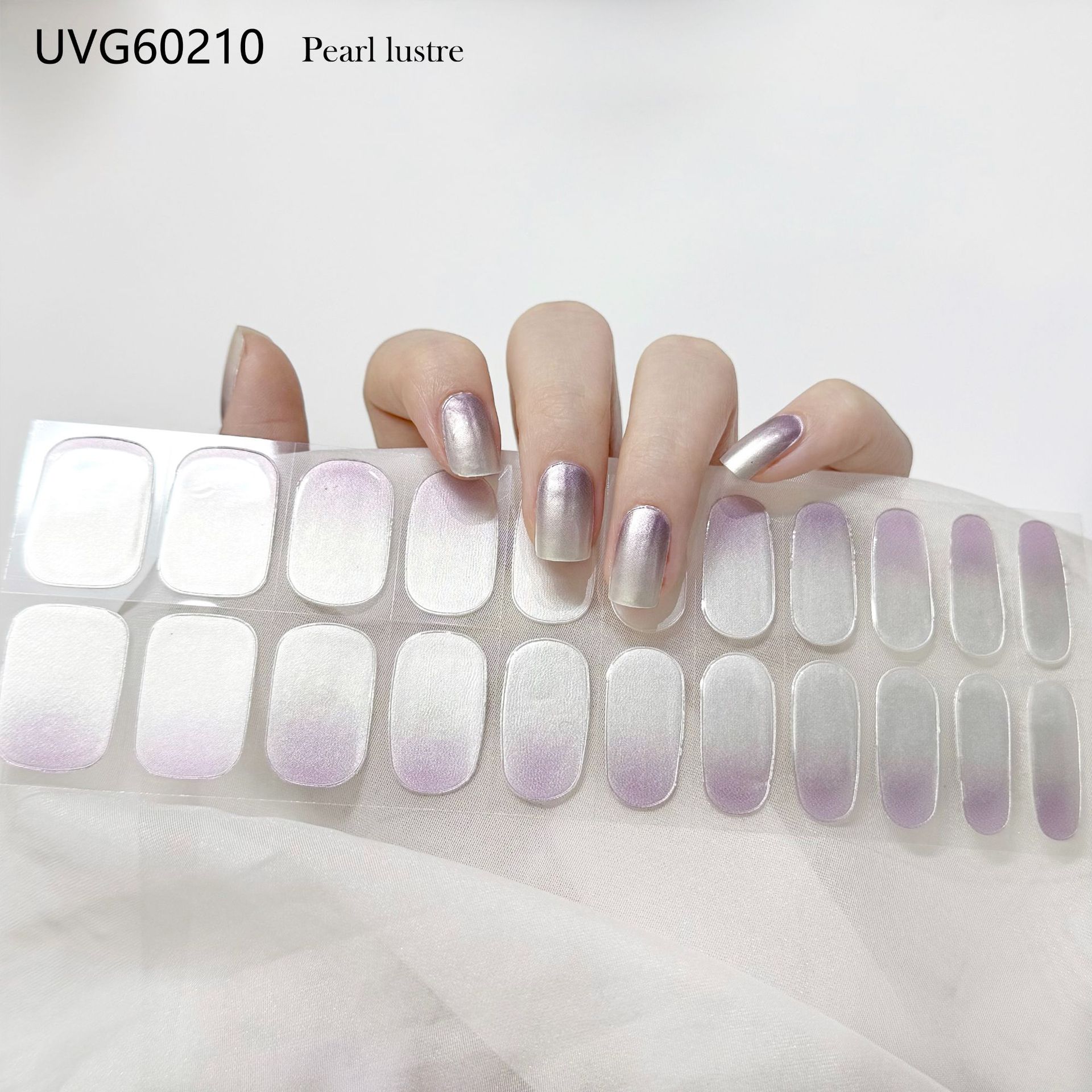 Pegatinas de uñas de gel UV transparentes efecto hielo, semicuradas, con lámina dorada, fototerapia, efecto película de aceite