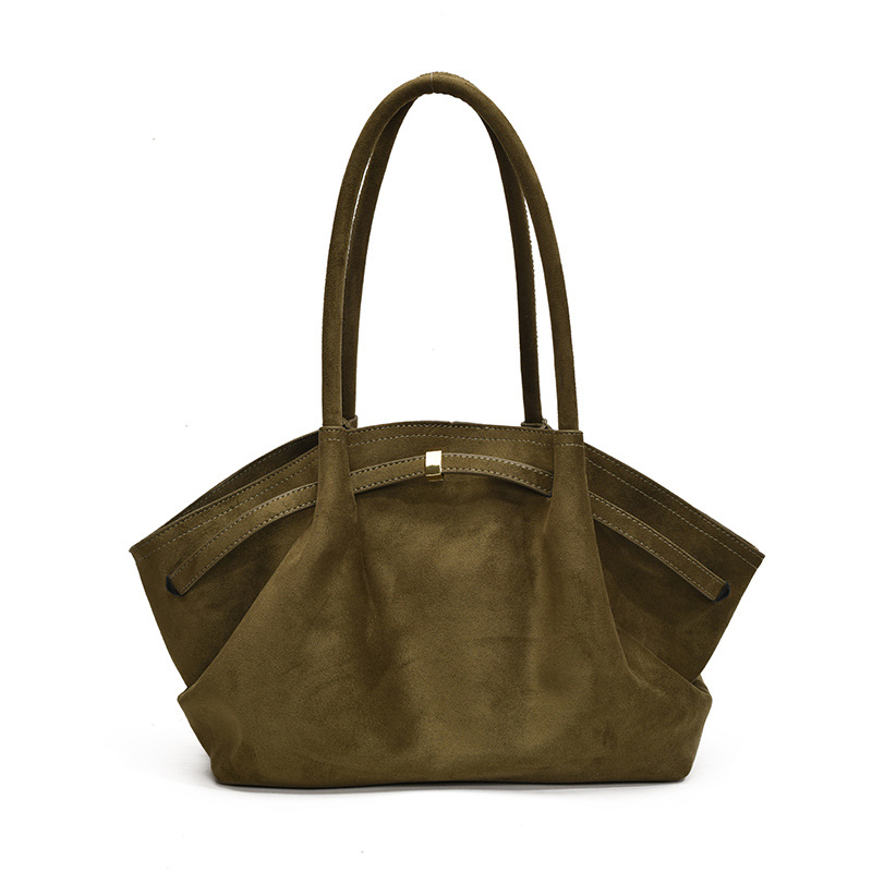 Cross-Border Women's Luxury Large Capacity Commuter Tote Bag, Niche Design Suede Underarm Shoulder Bag - Thumbnail 8