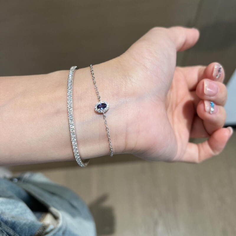 925 Silver Zircon Inlaid Cornflower Blue Bracelet 2026 New Popular Style Stackable Exquisite Simple Niche Design Jewelry