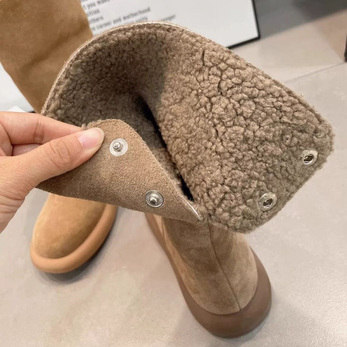 Европейские цельнокожие двухсторонние плоские сапоги на каблуке женские зимние меха дикие бархатные снежные сапоги теплые хлопчатобумажные сапоги