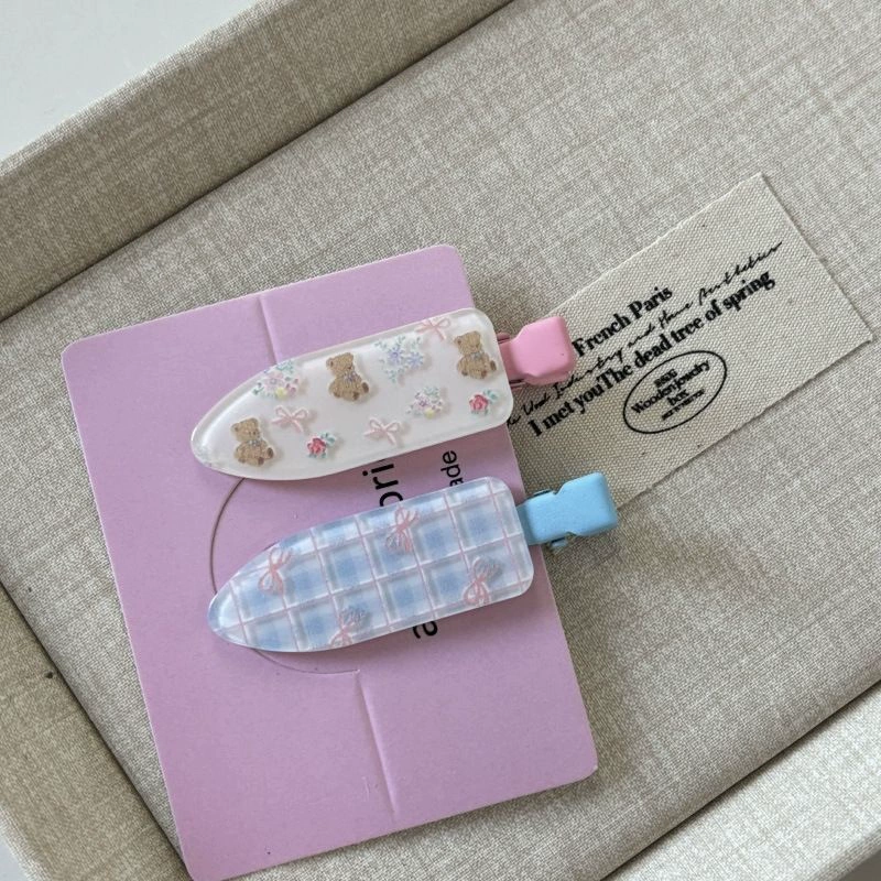 Hair clip set, cute hairgrips for bangs, assorted pastel patterns, multi-piece accessory set