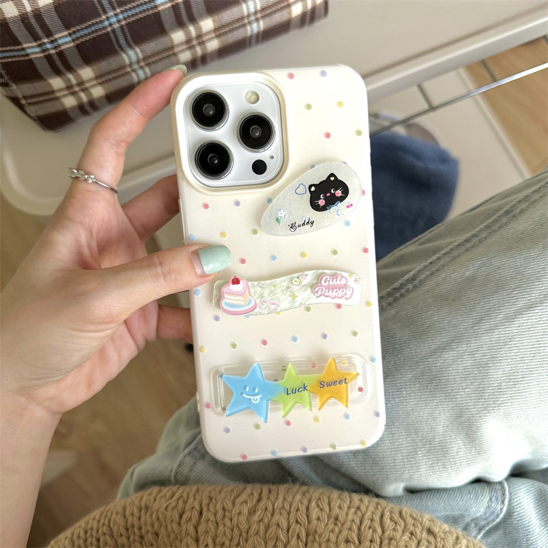 Punto de onda de color estilo ins tridimensional West Highland para iPhone14 funda para teléfono móvil 15ProMax Apple 13/12 hembra