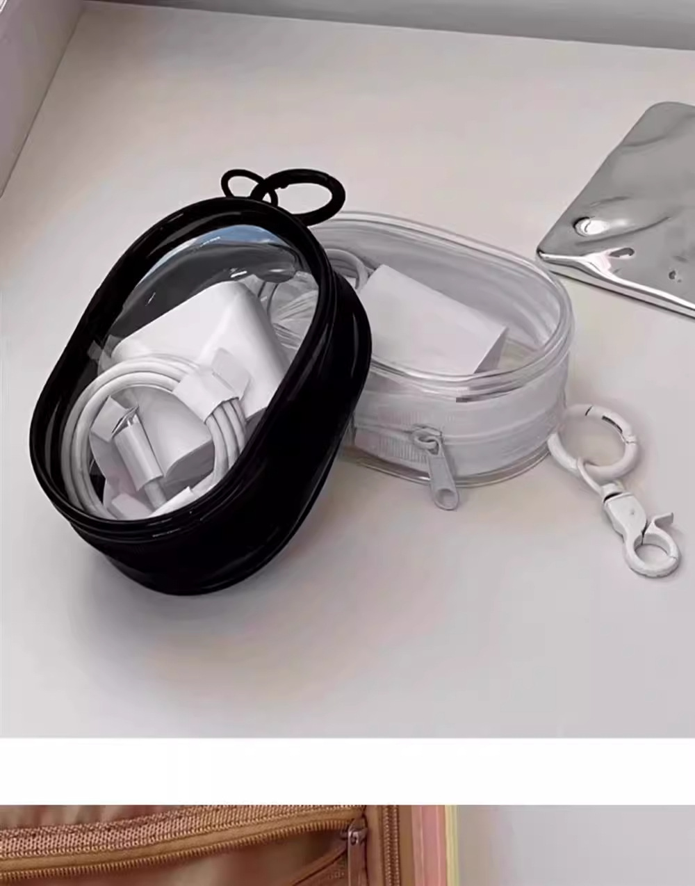 Transparente Datenkabel Aufbewahrungstasche, kleine staubdichte handgefertigte Baby-Display-Tasche, tragbare Tasche, Kopfhörer Aufbewahrungsbox, Organizer-Tasche