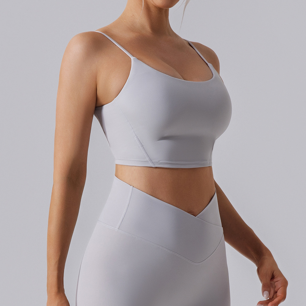 Otoño y invierno desnudos ropa interior deportiva de mujeres de alta calidad correa de hombro delgada yoga cabina de secado rápido sostén de fitness chaleco deportivo