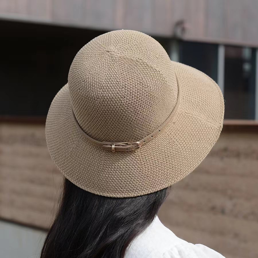 new spring and summer sun-proof sun hat for women fashion top hat all-matching western style bucket hat knit casual bucket hat