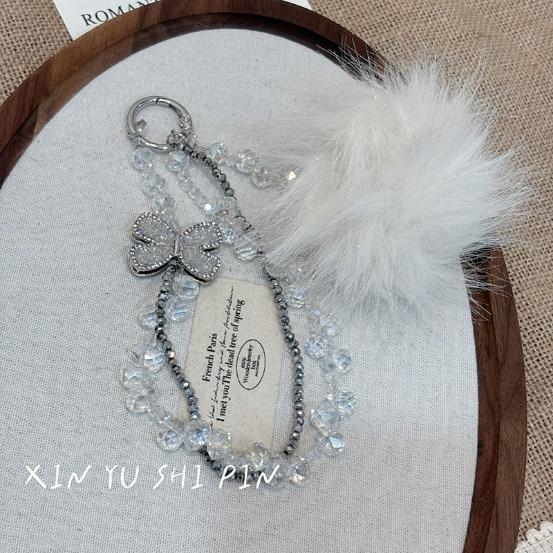Autumn and Winter Atmosphere Bow Hair Ball Mobile Phone Chain Fashion Classy Accessible Luxury Elegant Pendant Hanging Chain Women's Bag Pendant