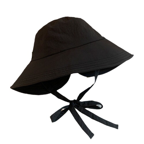 Red versatile Korean style strappy fisherman hat for women, lightweight, breathable, large brim, travel-showing face, small sunshade hat