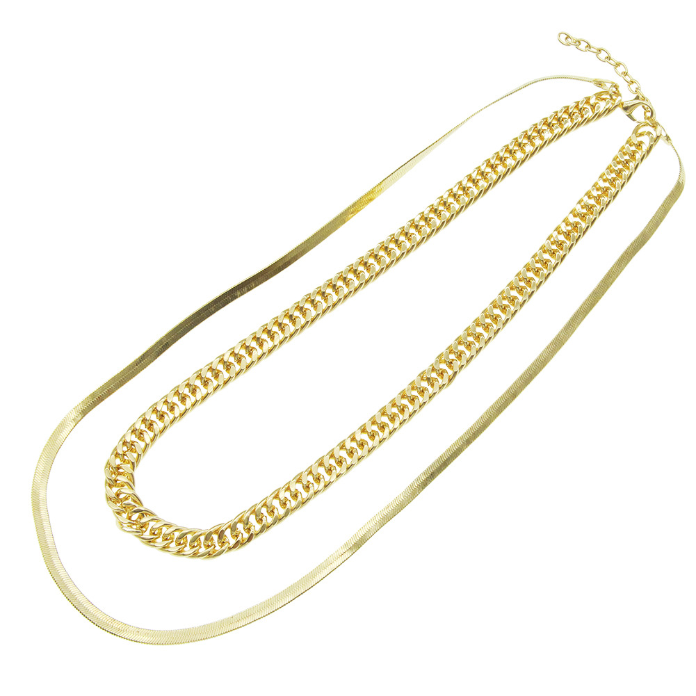 Fashion double-layer Cuban chain necklace accessories pendant