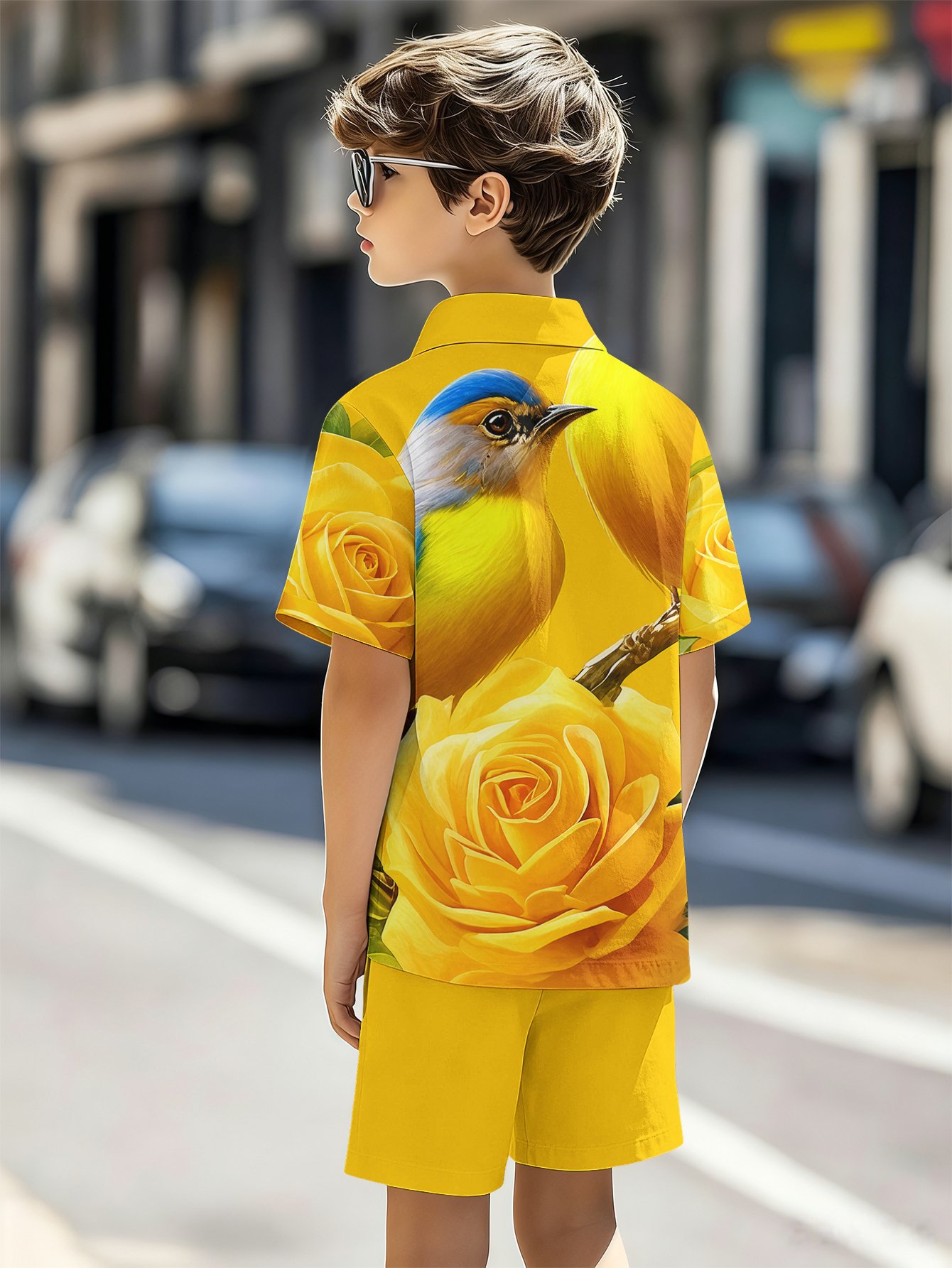 Jungen Set Mit Blumenmuster Hemd Und Shorts Für Den Sommer_voghion.com