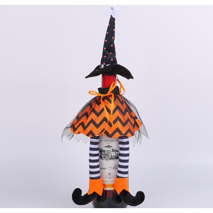 Halloween Bruja de botella de vino fiesta de Halloween atmósfera decoración de mesa de champán Bruja de botella de vino al por mayor