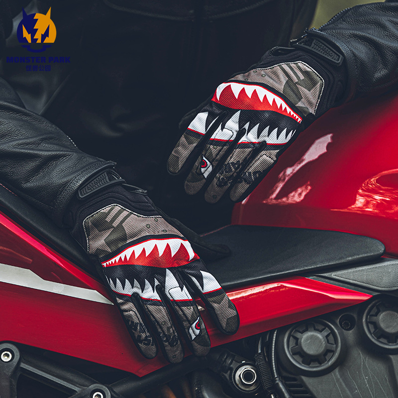 몬스터파크 오토바이 장갑 남성용 터치스크린 통기성 오토바이 라이딩 장비 여성 라이더용 보호 장비 통기성 가볍고 얇은