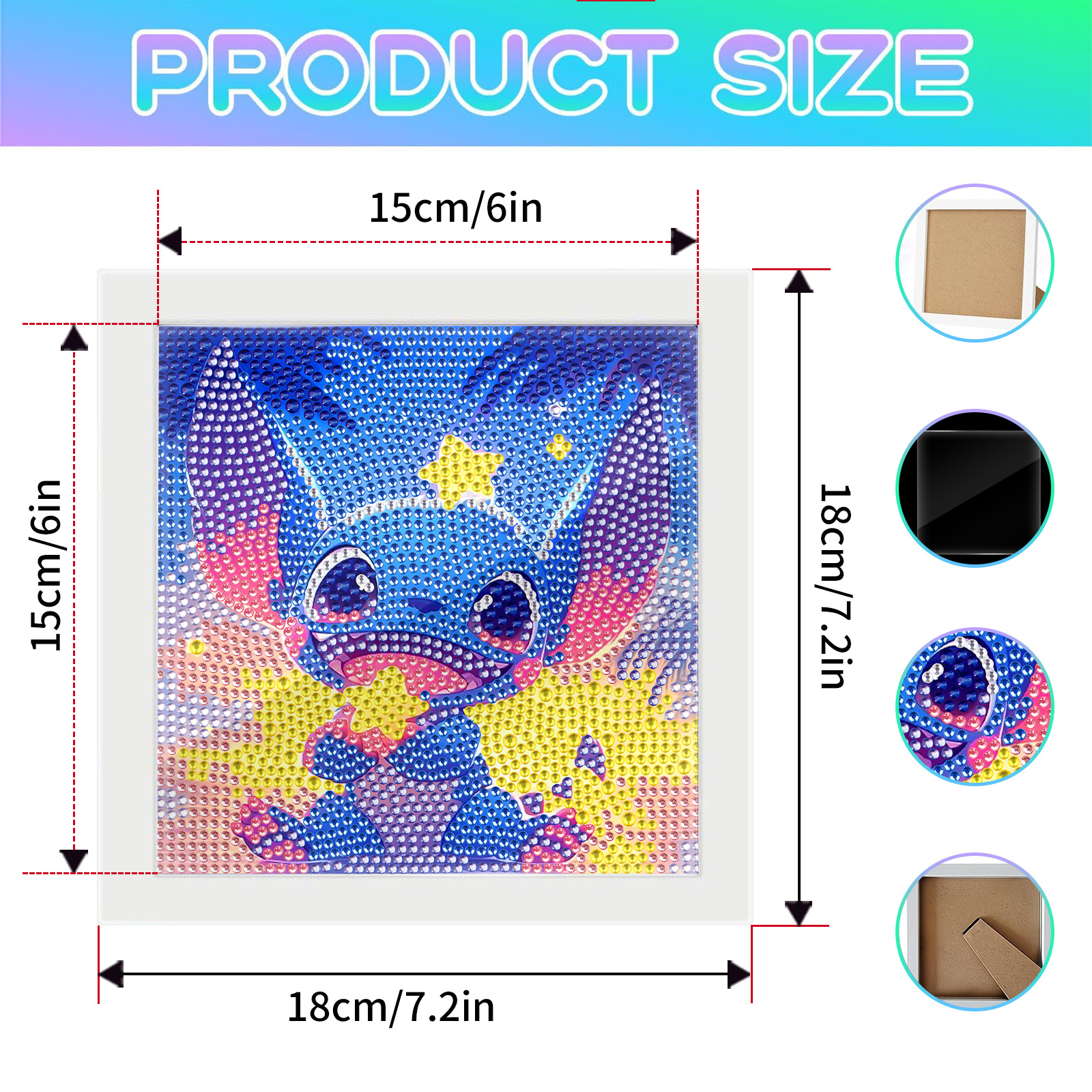 Star Baby Stitch con marco de pintura de diamantes juguetes educativos paquete de material de diamantes de cristal bricolaje pegatinas hechas a mano para niños
