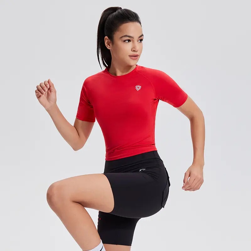 Corif Sports Top Quick-Drying Short-Sleeved Slim Versatile T-Shirt Outdoor Running Fitness Clothing Breathable Spring and Summer Women