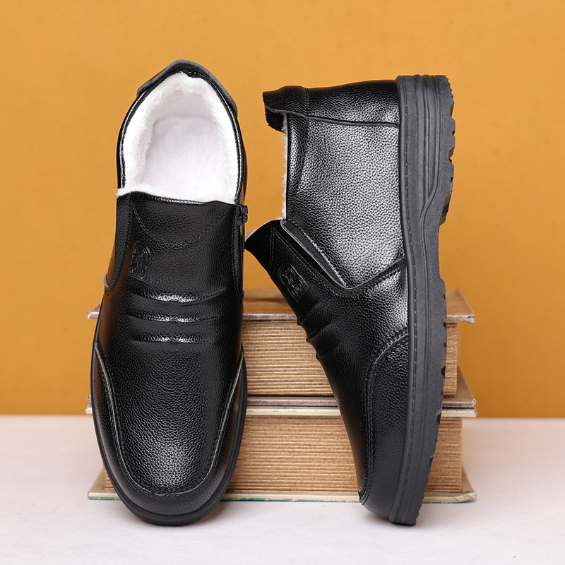 Noreste invierno cremallera nuevos zapatos de algodón de los hombres zapatos de algodón forrado de lana caliente de algodón de alta gama de botas de papá Martin