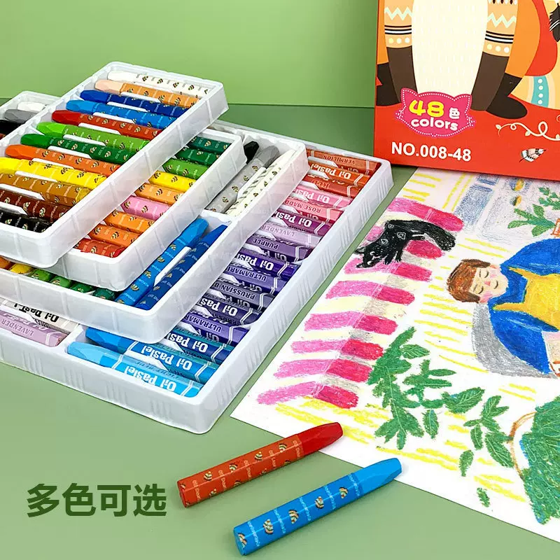 土豆猫儿童油画棒卡通幼儿园涂鸦炫彩油画棒12/18/24/36色绘画棒