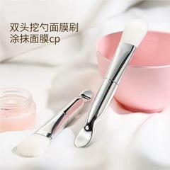 源頭工廠美妝用具化妝刷面膜刷硅膠電鍍挖勺塗抹刷雙頭兩用刷軟毛