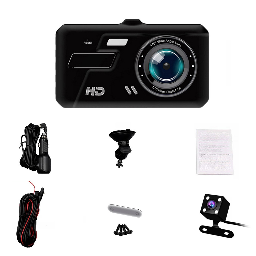 Cross-Border Bestseller Touchscreen Dual-Lens Dash Cam Hd 1080P Aluminum Alloy Front and Rear Dual Recording Car Camera