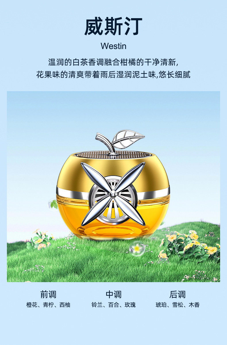[Cross-Border] New Car Aromatherapy Car Perfume High-End Ornaments Car Odor Removal Solar Car Interior Decoration