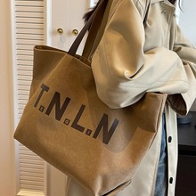 大容量帆布包包女2025秋新款小众上班电脑通勤包高级感单肩托特包