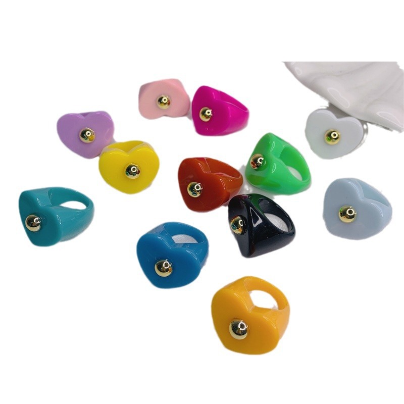 Brand acrylic ring heart-shaped