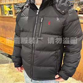 跨境外贸小红马男短款马标加厚棉服拉夫经典防风防水拉链外套现货