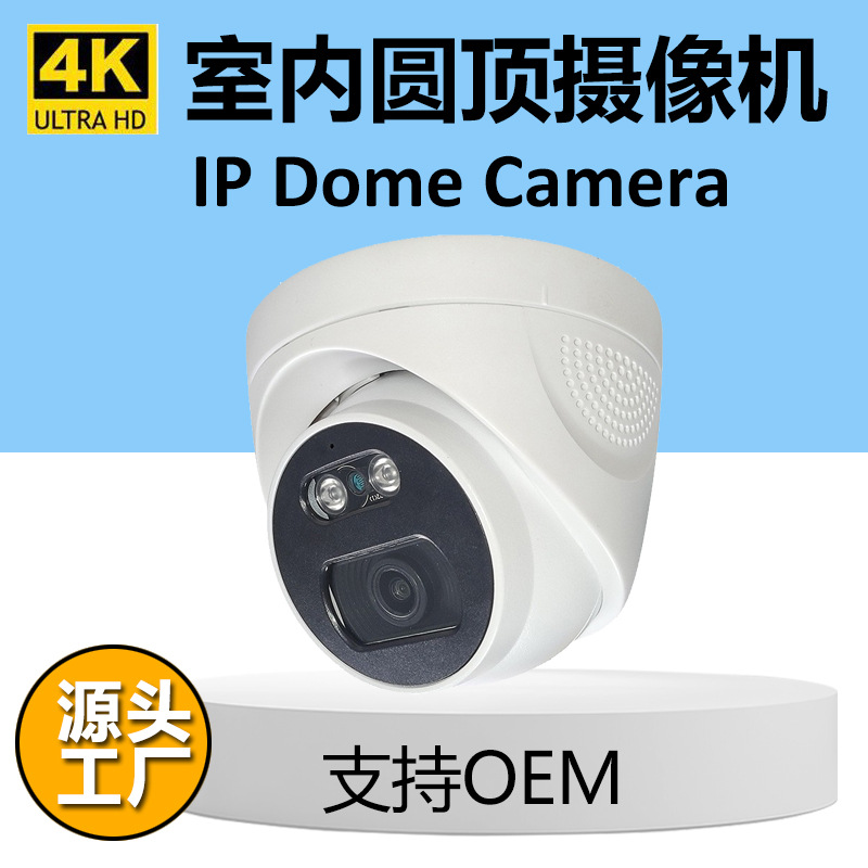 跨境室内半球POE摄像头500万8MP4K高清摄像机圆顶摄像机ip camera
