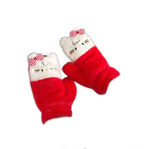 Adorable Cat Pattern Gloves for Women - 2025 New Winter Model, Student Outdoor Cycling Windproof, Coldproof, Warmth-retaining Fully Fleece Gloves
