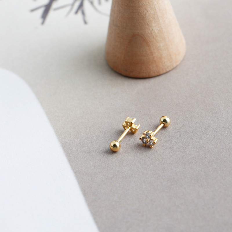 Fashion Geometric Sterling Silver Inlay Zircon Ear Studs 1 Pair